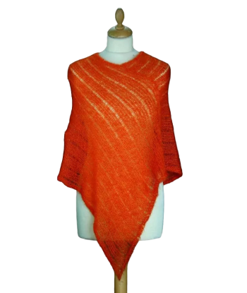 EMERO - Poncho Femme - Mohair et Soie - Orange Citrouille - Origine : France Par le système avancé 