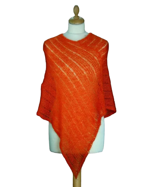 EMERO - Poncho Femme - Mohair et Soie - Orange Citrouille - Origine : France Par le système avancé 