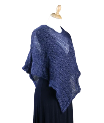 EMERO - Poncho Femme - Mohair et Soie - Gris Ardoise - Origine : France pas chere