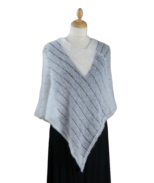 EMERO - Poncho Femme - Mohair et Soie - Écru - Origine : France prix pour 