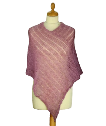 EMERO - Poncho Femme - Mohair et Soie - Rose foncé - Origine : France la chaussure