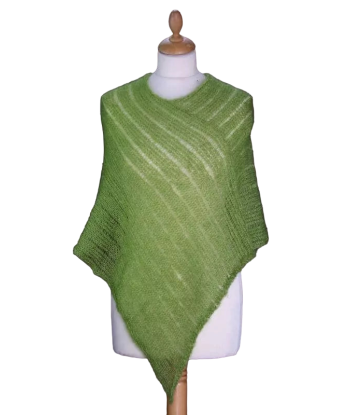 EMERO - Poncho Femme - Mohair et Soie - Vert anis - Origine : France pas cher chine