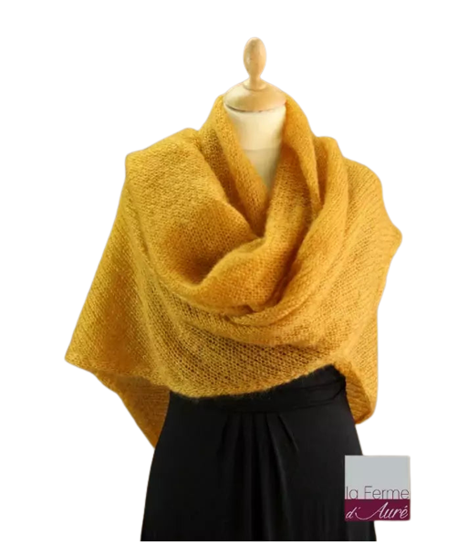 EMERO - Châle Femme en Mohair et Soie - Jaune - Origine : Hérault (France) Venez découvrir notre 