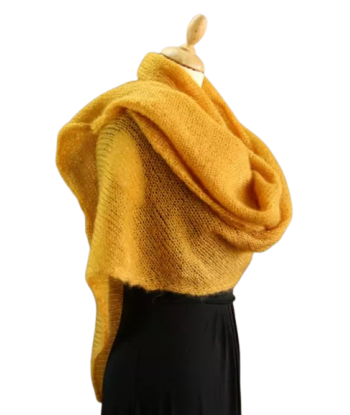 EMERO - Châle Femme en Mohair et Soie - Jaune - Origine : Hérault (France) Venez découvrir notre 