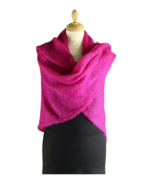 EMERO - Châle Femme en Mohair et Soie - Rose Fushia - Origine : Hérault (France) livraison et retour toujours gratuits