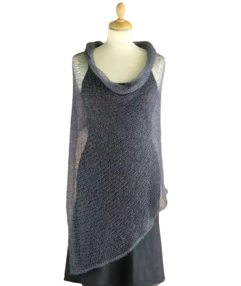 EMERO - Etole Poncho Dentelle - Mohair et Soie - Gris Ardoise - Origine : France 50-70% off 