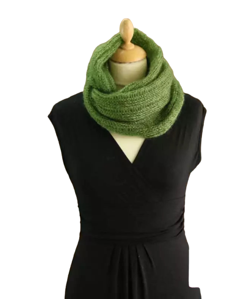 EMERO - Snood - Mohair et Soie - Vert bouteille - Origine : France outlet