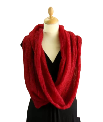 EMERO - Snood - Mohair et Soie - Rouge Rubis - Origine : France sélection de produits