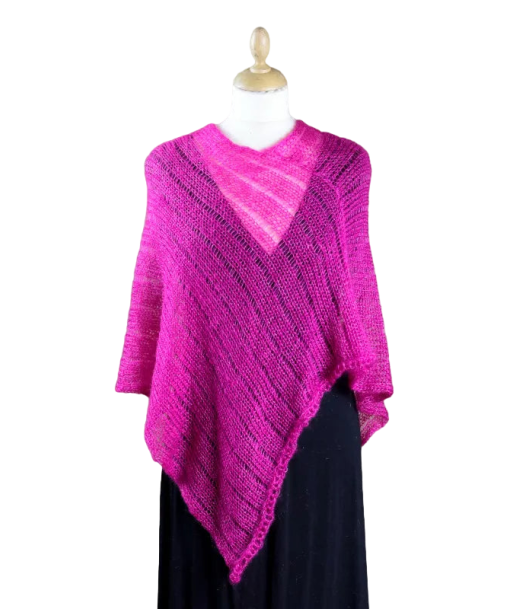 EMERO - Poncho Femme - Mohair et Soie - Rose Thyrien - Origine : France vente chaude votre 