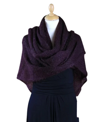 EMERO - Châle Femme en Mohair et Soie - Aubergine - Origine : Hérault (France) du meilleur 