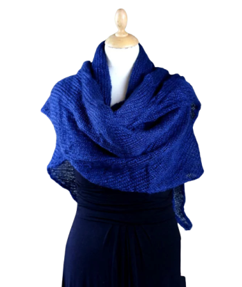 EMERO - Châle Femme en Mohair et Soie - Bleu Nuit- Origine : Hérault (France) shop