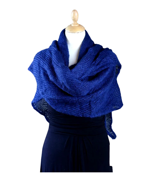 EMERO - Châle Femme en Mohair et Soie - Bleu Nuit- Origine : Hérault (France) shop