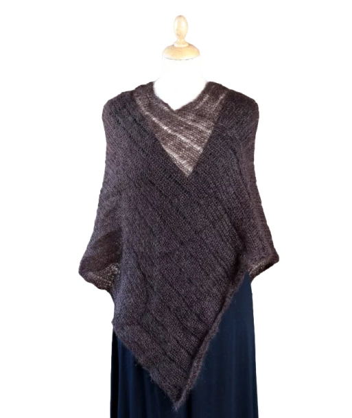 EMERO - Poncho Femme - Mohair et Soie - Chocolat - Origine : France Vous souhaitez 