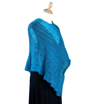 EMERO - Poncho Femme - Mohair et Soie - Bleu Lagon - Origine : France store