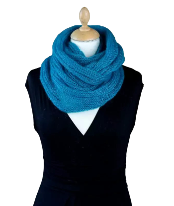 EMERO - Snood - Mohair et Soie - Bleu Lagon - Origine : France brillant des détails fins