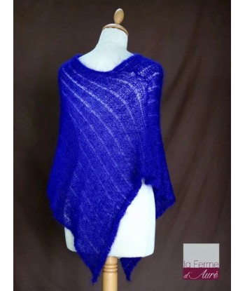 EMERO - Poncho Femme - Mohair et Soie - Bleu Encre - Origine : France pas cher