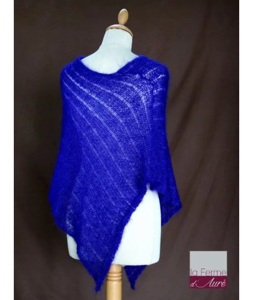 EMERO - Poncho Femme - Mohair et Soie - Bleu Encre - Origine : France pas cher