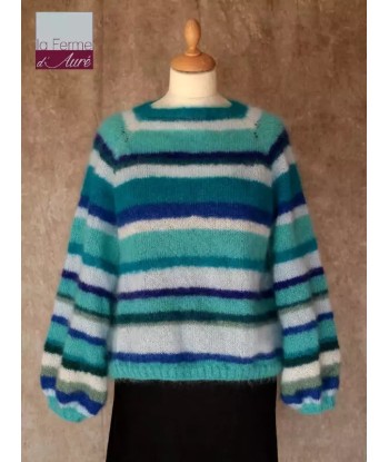 EMERO - Pull Mohair et Soie femme Rayures Bleus - Origine : France Comparez plus de prix