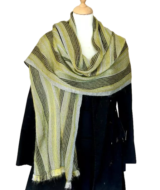 EMERO - Etole Luxe Femme - Soie & Mohair - Rayée Jaune / Gris / Noir - Origine : France ouvre sa boutique