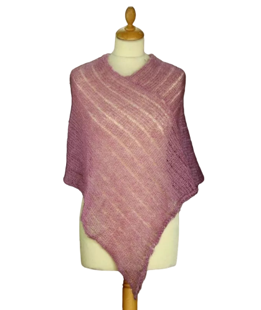 EMERO - Poncho Femme - Mohair et Soie - Rose foncé - Origine : France pour bénéficier 