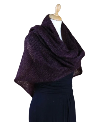 EMERO - Châle Femme en Mohair et Soie - Aubergine - Origine : Hérault (France) Comparez et commandez 