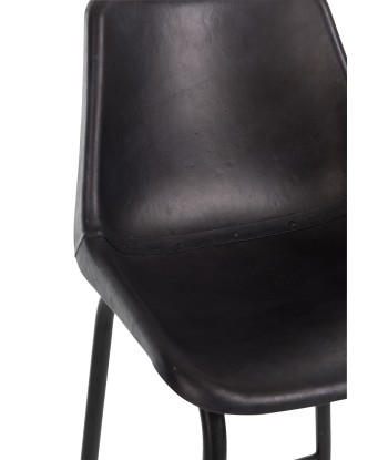 TEDY Chaise de bar CUIR NOIR vintage JUSQU'A -70%! 