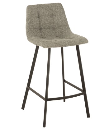 STEPHANE Chaise de bar gris/beige en linge