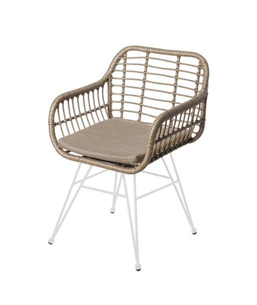 MYLA Chaise de jardin rotin synthétique / Acier Blanc Amélioration de cerveau avec