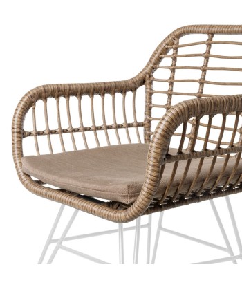 MYLA Chaise de jardin rotin synthétique / Acier Blanc Amélioration de cerveau avec