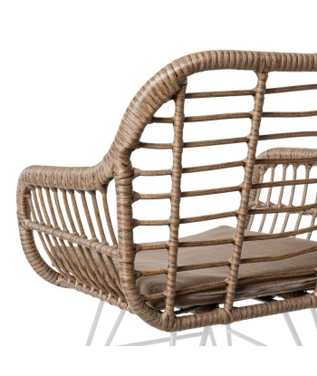 MYLA Chaise de jardin rotin synthétique / Acier Blanc Amélioration de cerveau avec