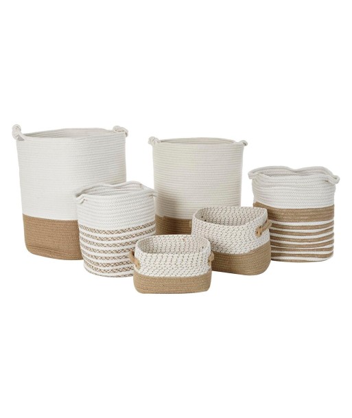 Set de Six Paniers Blanc Coton Jute Véritable concentré