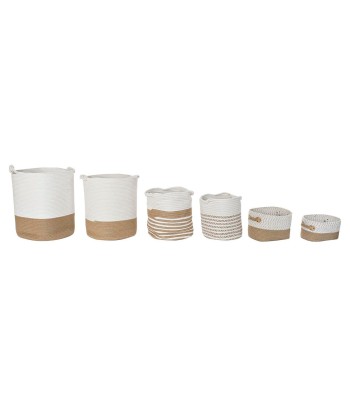 Set de Six Paniers Blanc Coton Jute Véritable concentré