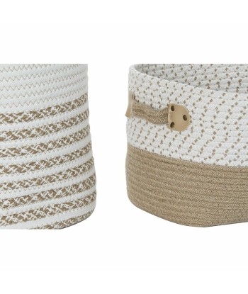 Set de Six Paniers Blanc Coton Jute Véritable concentré