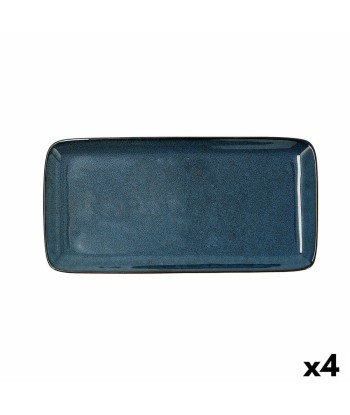 IKONIC Plat Céramique Bleu (28 x 14 cm) (Pack 4x) solde